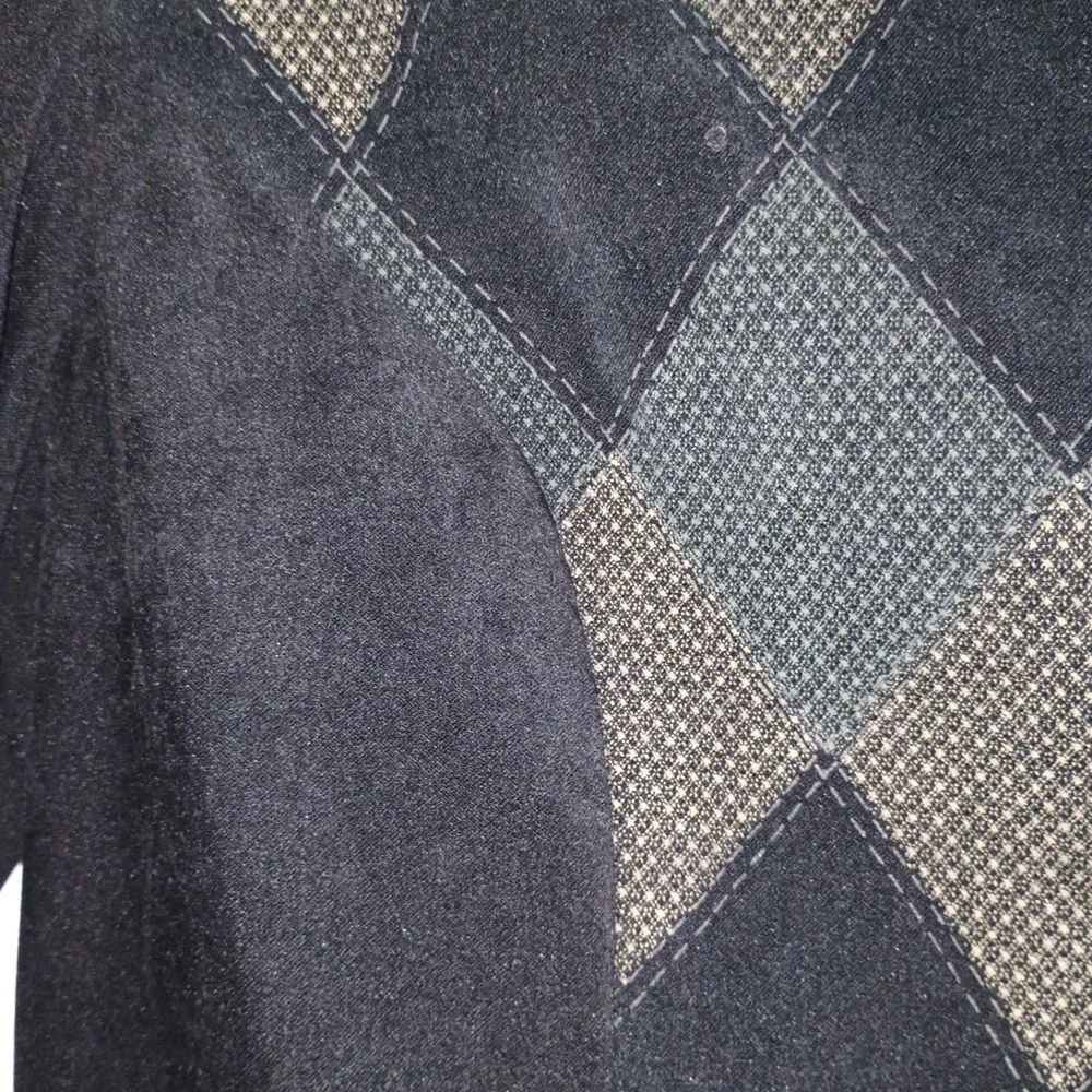 JOHN ROBERTS Petite 8P Vintage Argyle‎ Blazer Jacket Black Green Shoulder Pads - Picture 9 of 13